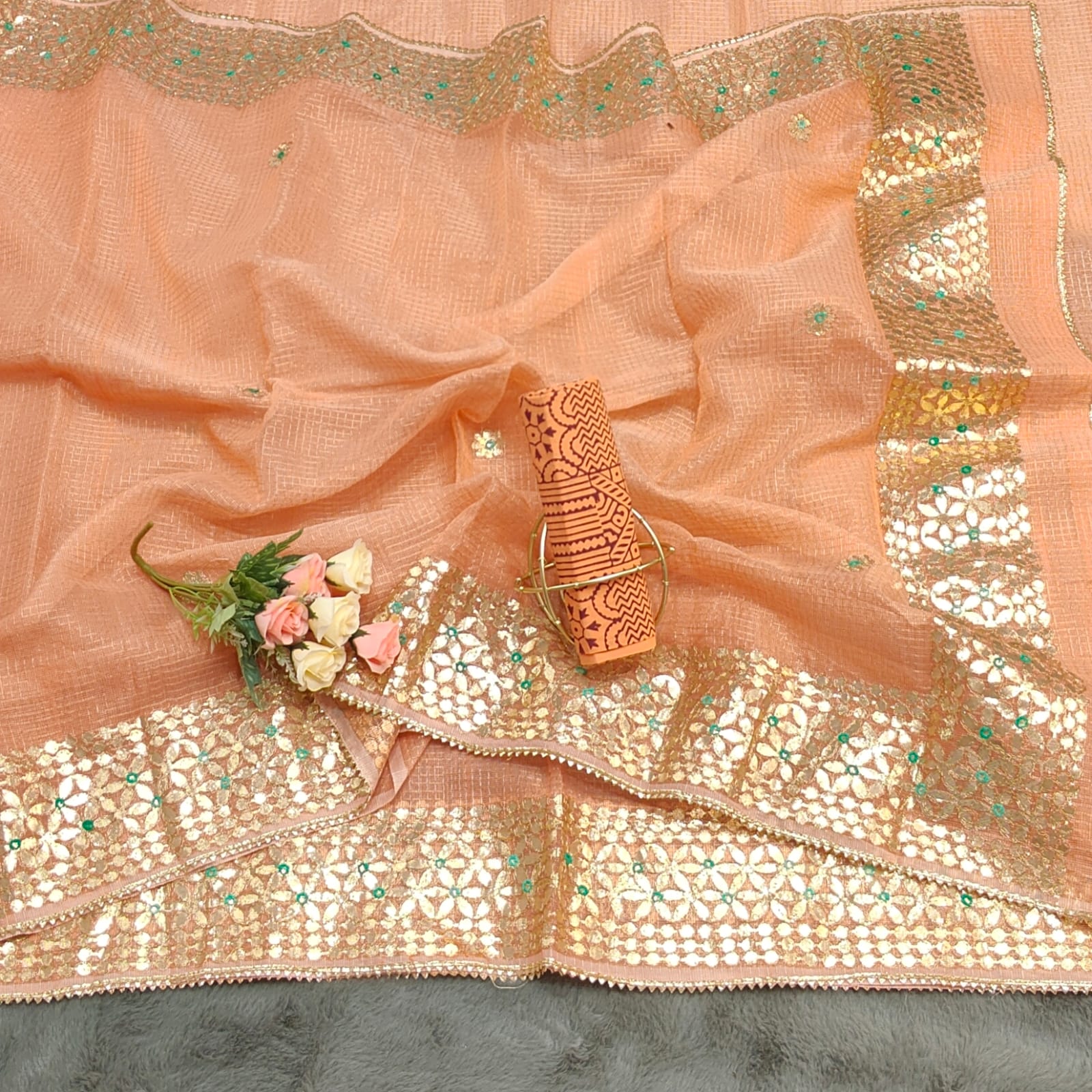 KOTA DORIA MIX COTTON GOTTA PATTI AARI WORK SAREE