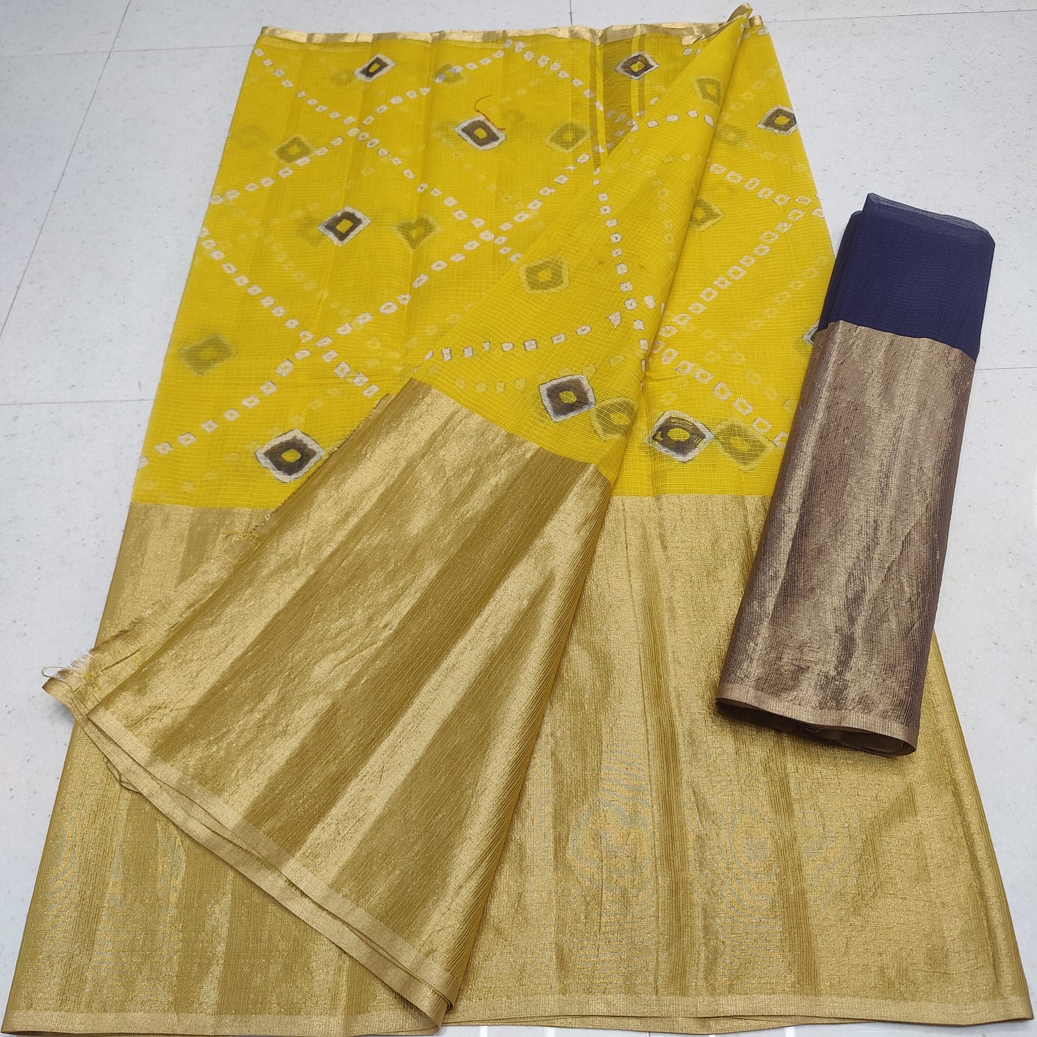 KOTA DORIA PURE COTTON HALF TISSUE BANDHINI DYE