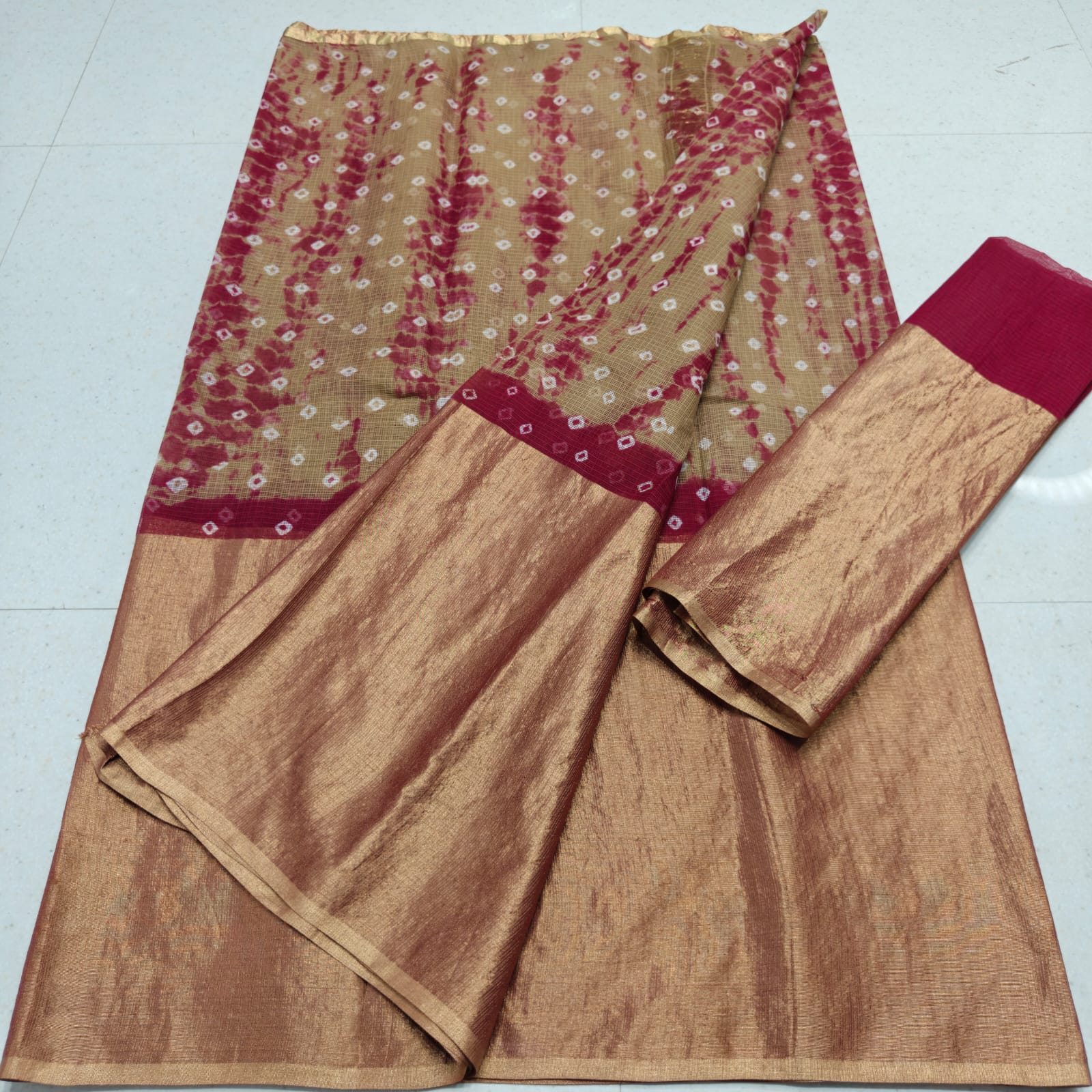 KOTA DORIA PURE COTTON HALF TISSUE BANDHINI DYE