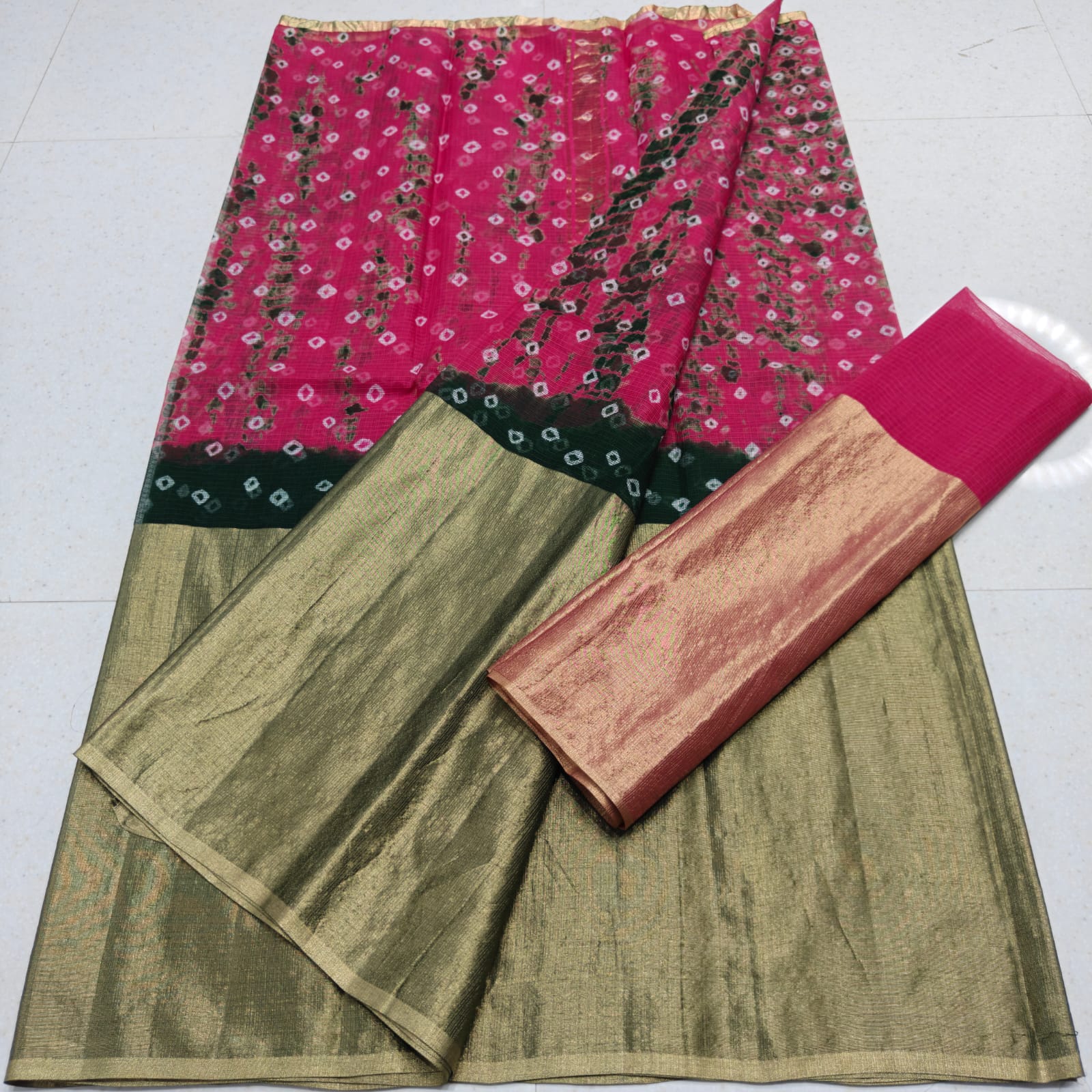 KOTA DORIA PURE COTTON HALF TISSUE BANDHINI DYE
