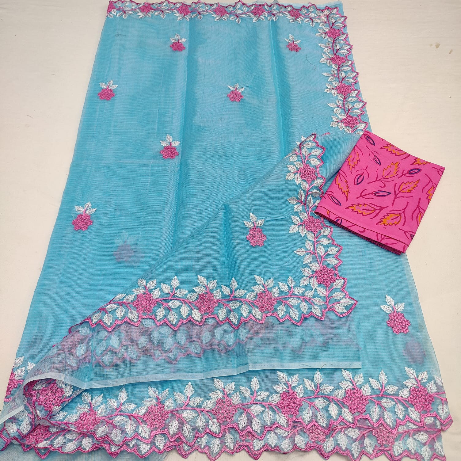 KOTA DORIA MIX COTTON COMPUTERIZED &nbsp;EMBROIDERY SAREE