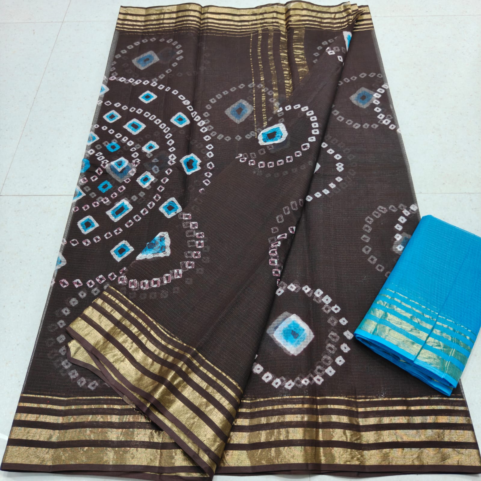 KOTA DORIA PURE COTTON HAND BANDHINI &nbsp;DYE SAREE