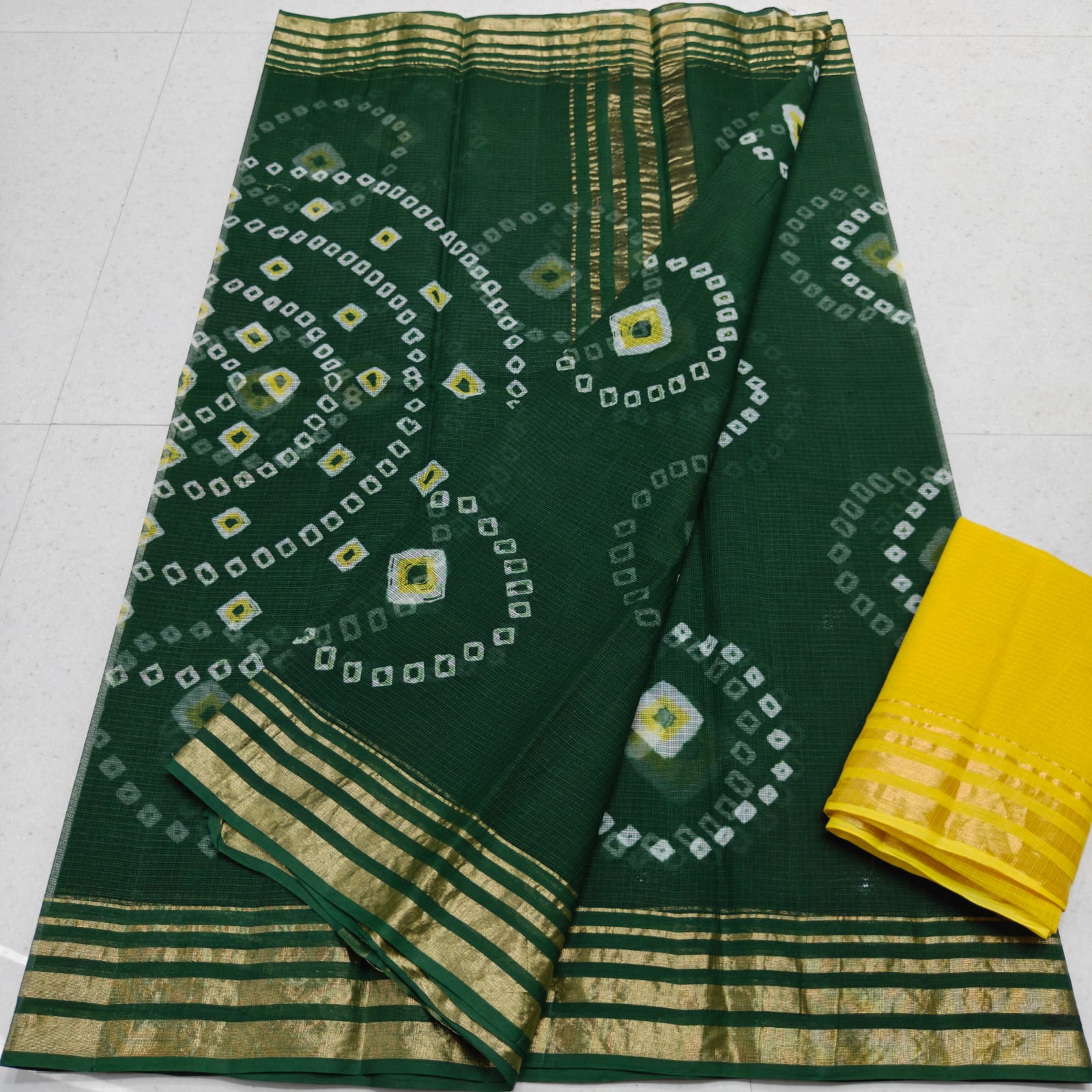 KOTA DORIA PURE COTTON HAND BANDHINI &nbsp;DYE SAREE