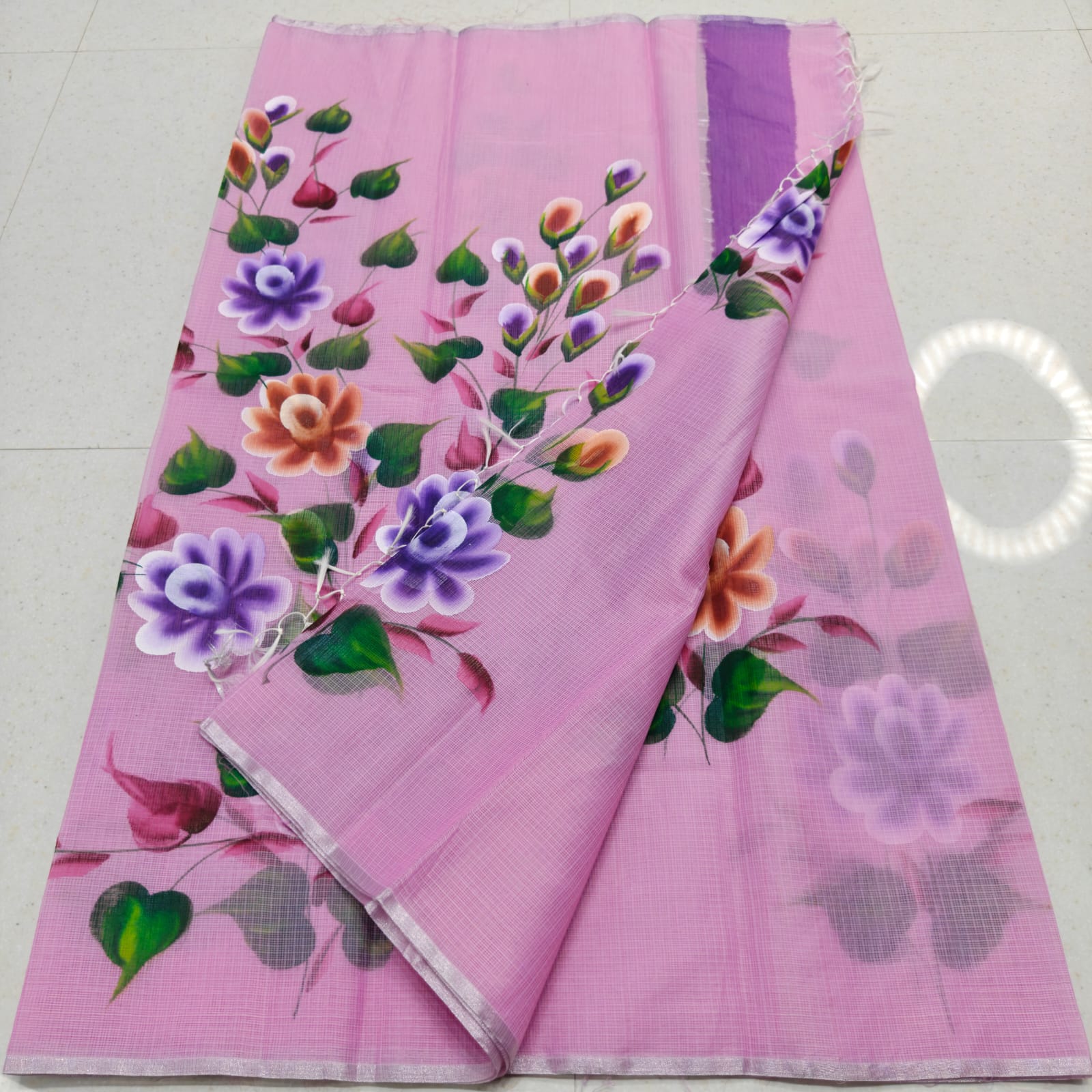 KOTA DORIA MIX COTTON BRUSH PAINT SAREE
