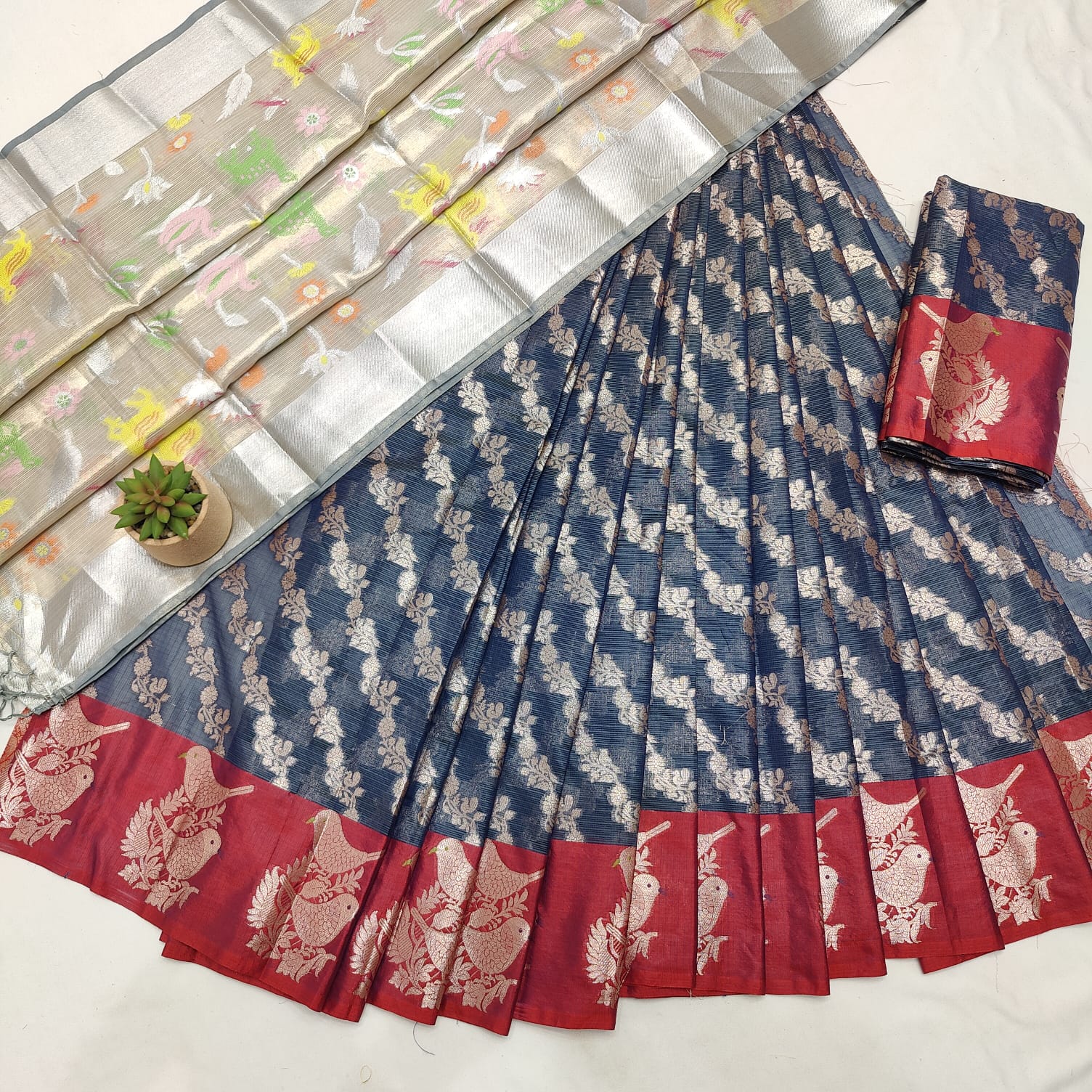 KOTA DORIA SOFT SILK TISSUE DUPATTA WEAVING LEHANGA/HALF SAREE