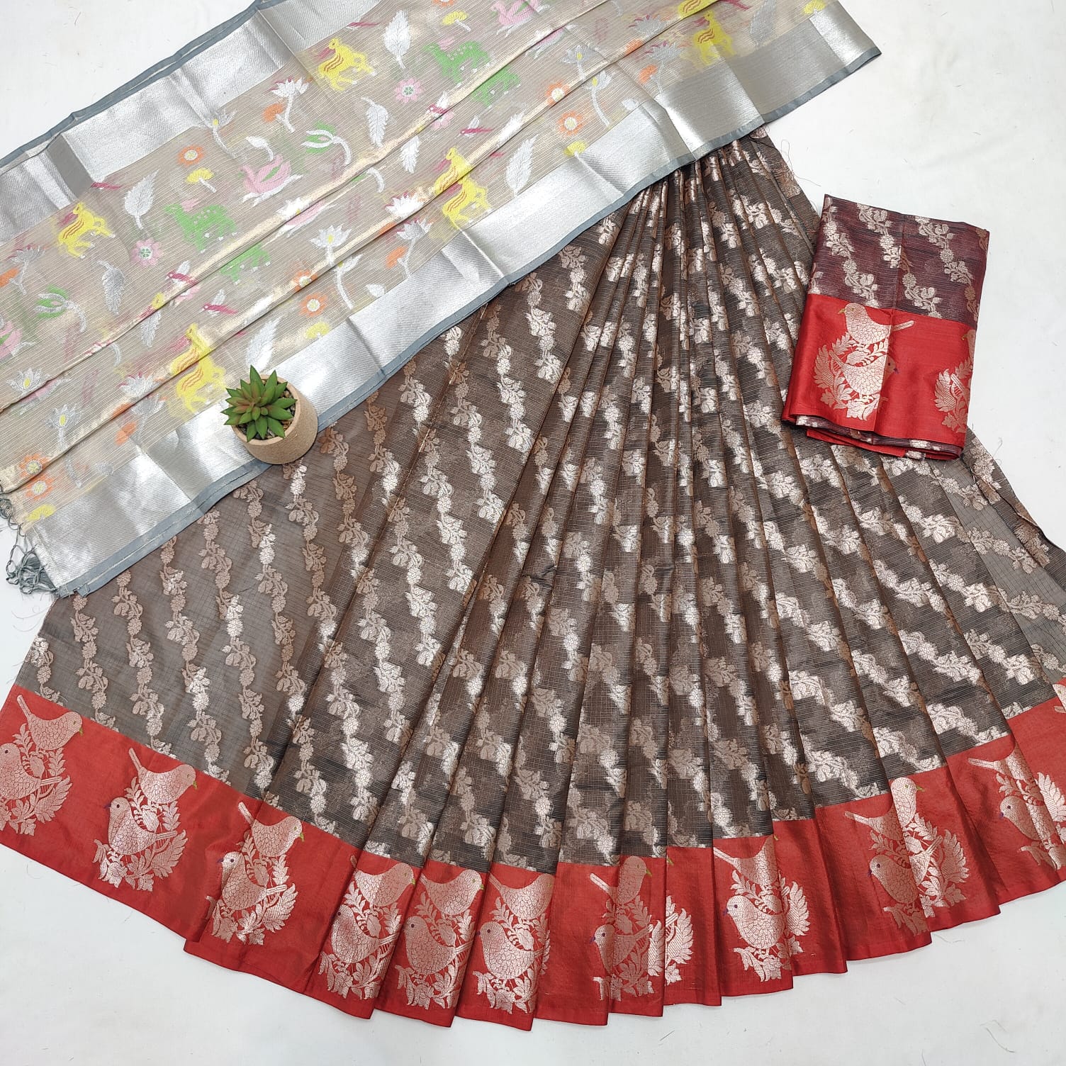KOTA DORIA SOFT SILK TISSUE DUPATTA WEAVING LEHANGA/HALF SAREE