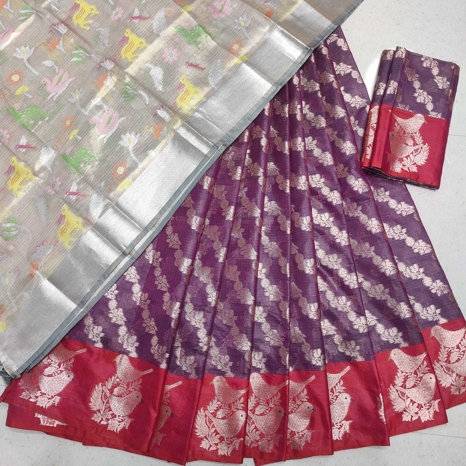 KOTA DORIA SOFT SILK TISSUE DUPATTA WEAVING LEHANGA/HALF SAREE