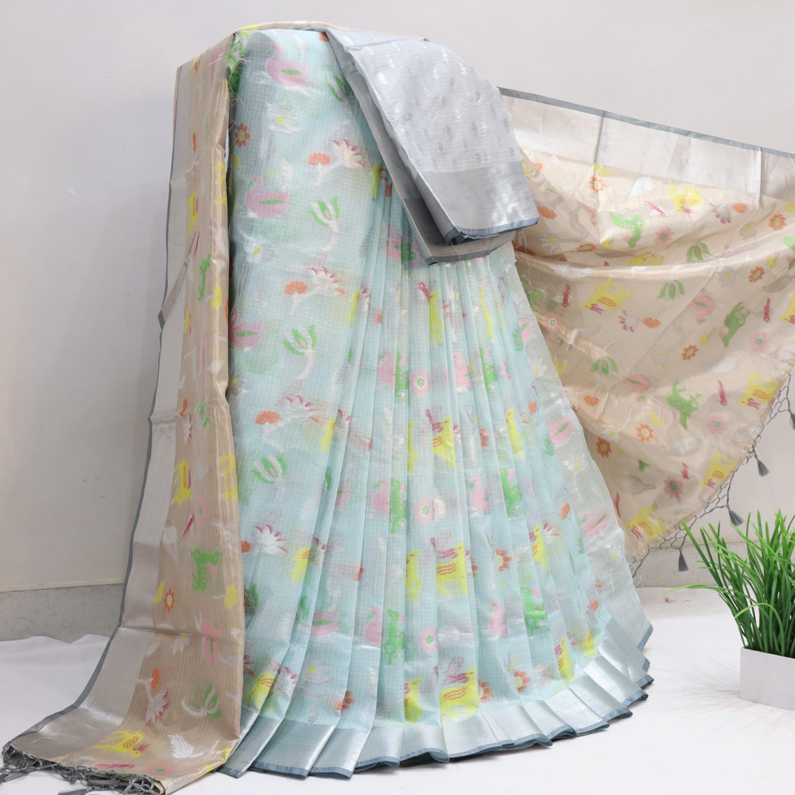 KOTA DORIA SOFT SILK &nbsp;TISSUE DUPATTA WEAVING LEHANGA/HALF SAREE