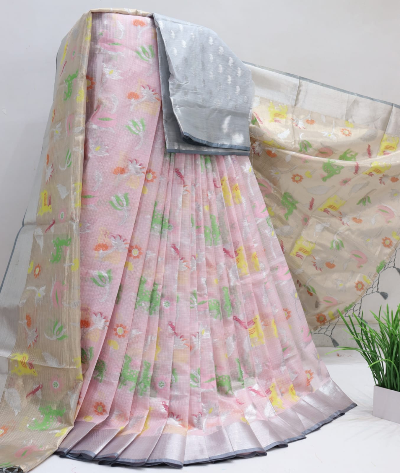 KOTA DORIA SOFT SILK &nbsp;TISSUE DUPATTA WEAVING LEHANGA/HALF SAREE