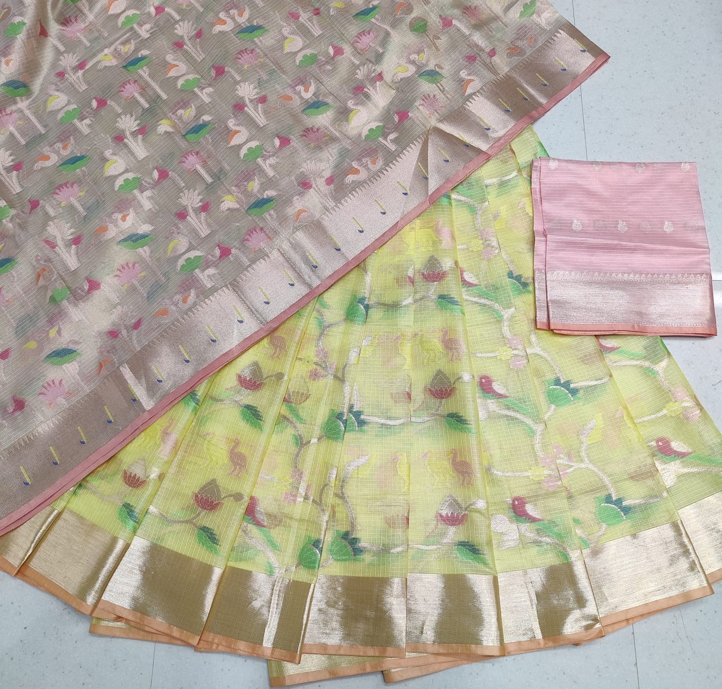 KOTA DORIA SOFT SILK &nbsp;TISSUE DUPATTA WEAVING LEHANGA/HALF SAREE