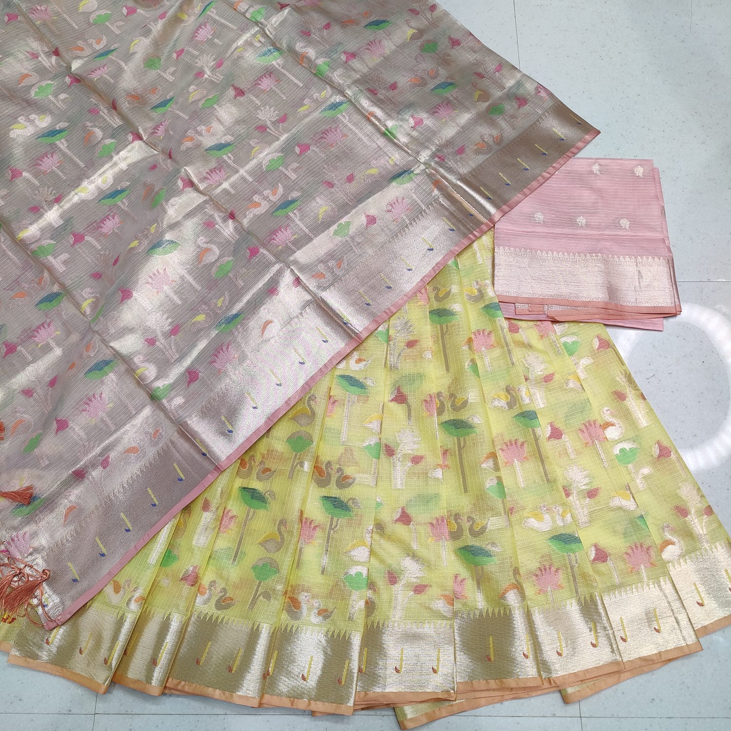KOTA DORIA SOFT SILK &nbsp;TISSUE DUPATTA WEAVING LEHANGA/HALF SAREE