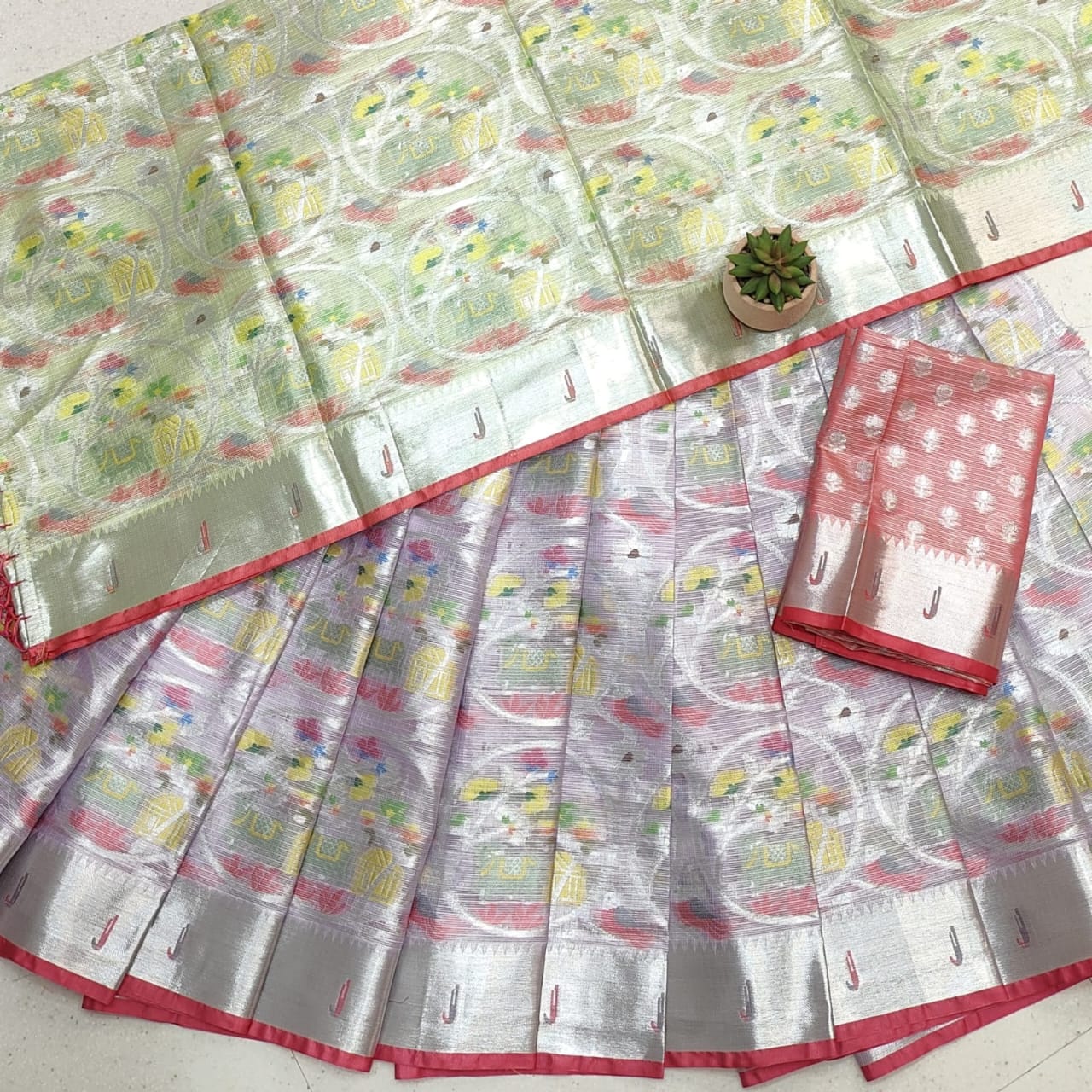 KOTA DORIA SOFT SILK &nbsp;TISSUE DUPATTA WEAVING LEHANGA/HALF SAREE