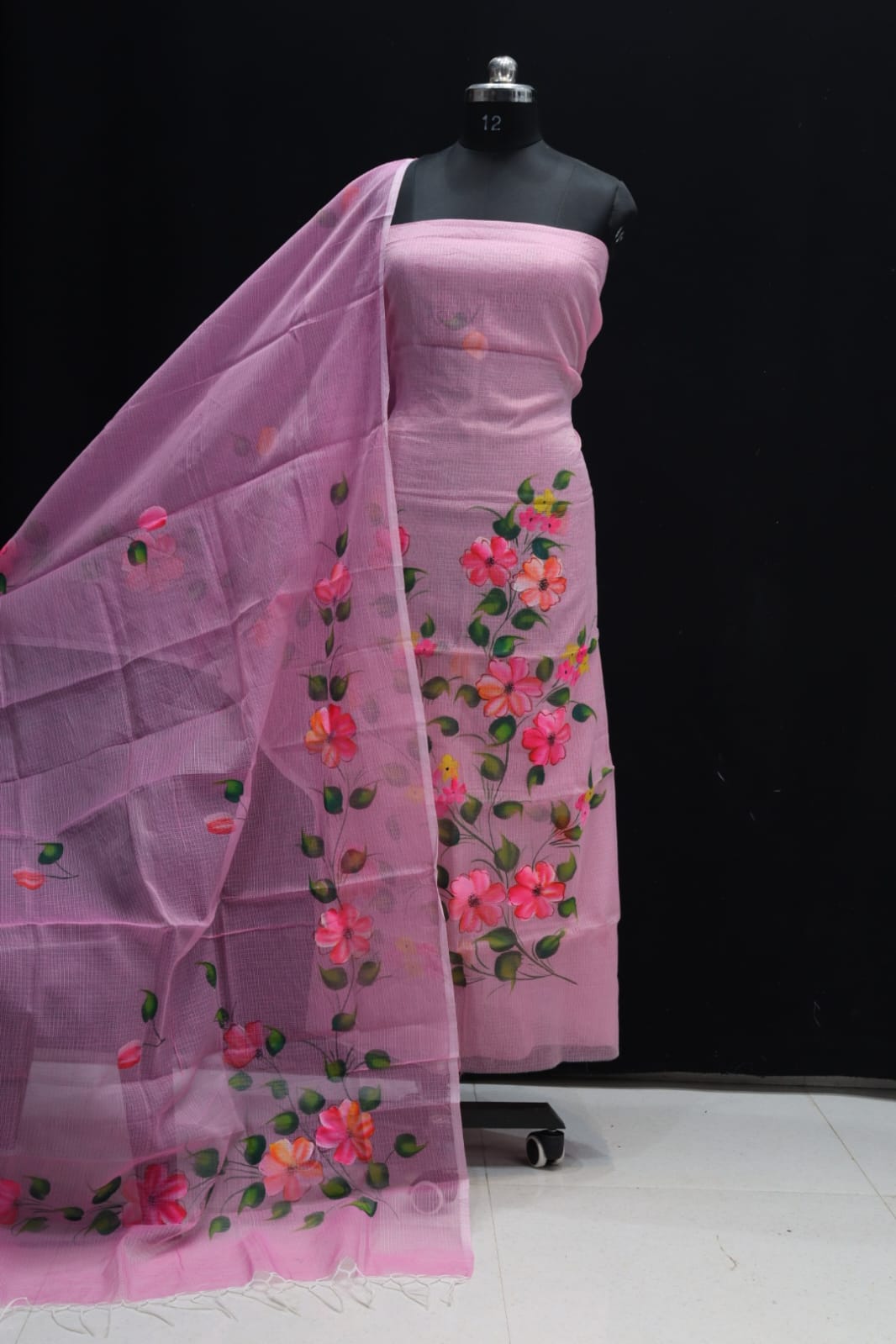 KOTA DORIA MIX COTTON HAND BRUSH PAINT DRESS MATERIAL