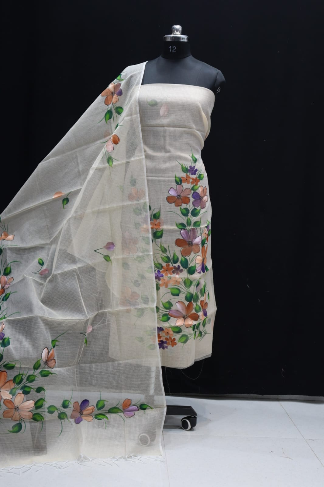 KOTA DORIA MIX COTTON HAND BRUSH PAINT DRESS MATERIAL
