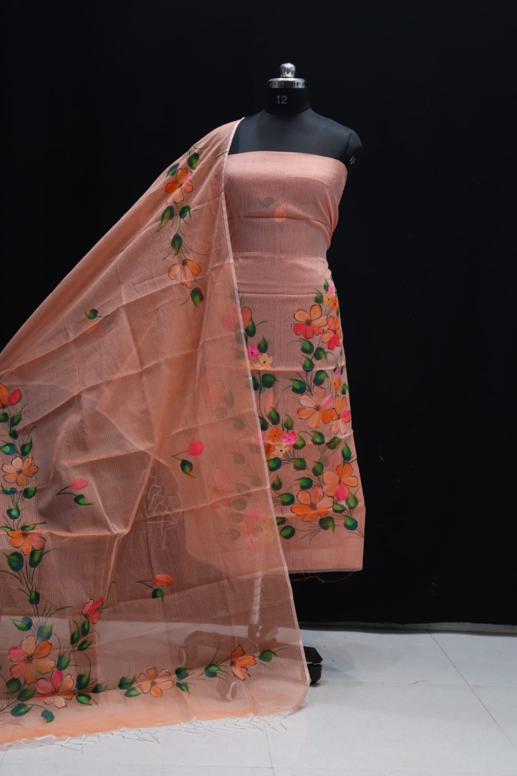 KOTA DORIA MIX COTTON HAND BRUSH PAINT DRESS MATERIAL