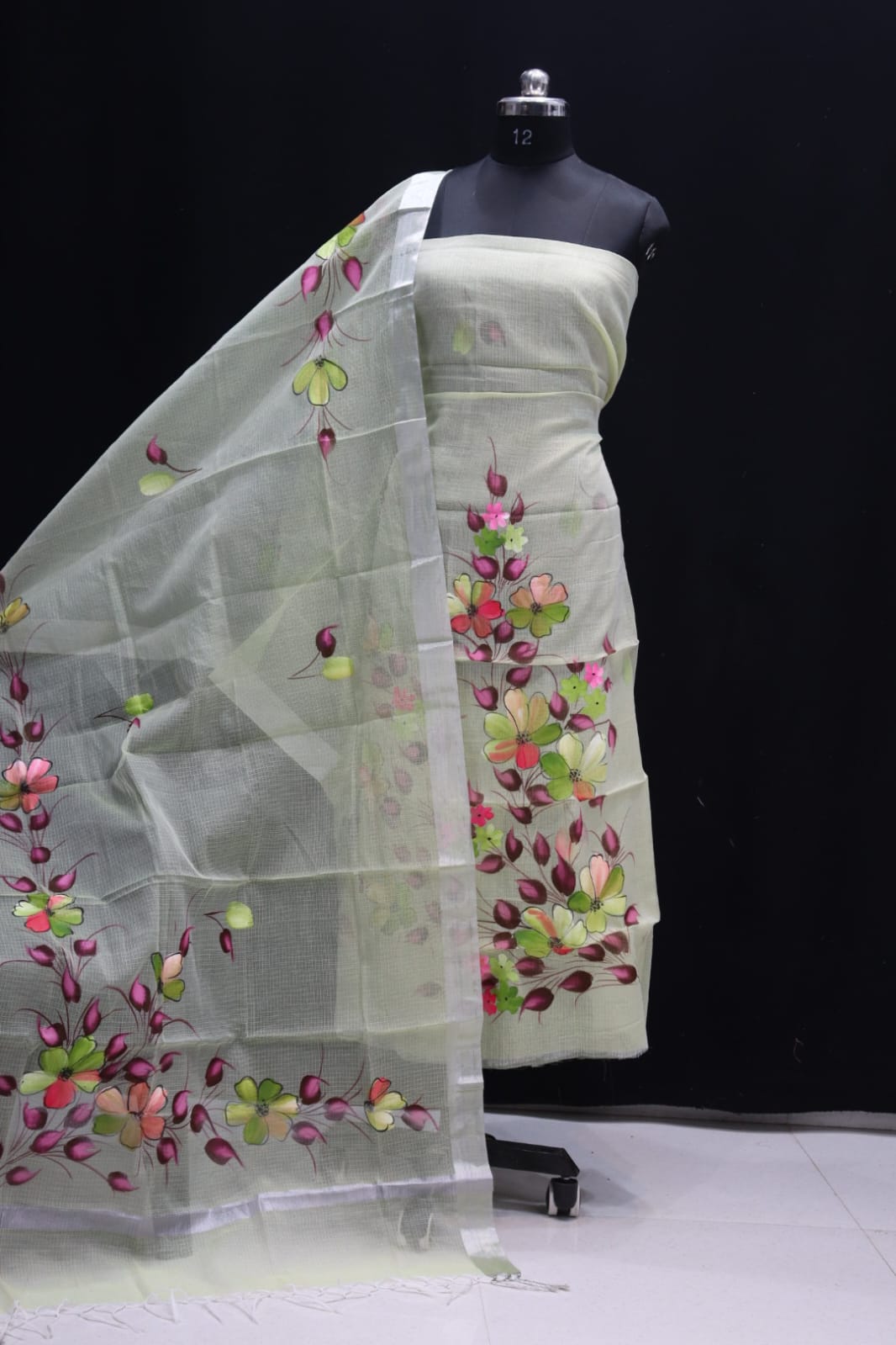 KOTA DORIA MIX COTTON HAND BRUSH PAINT DRESS MATERIAL