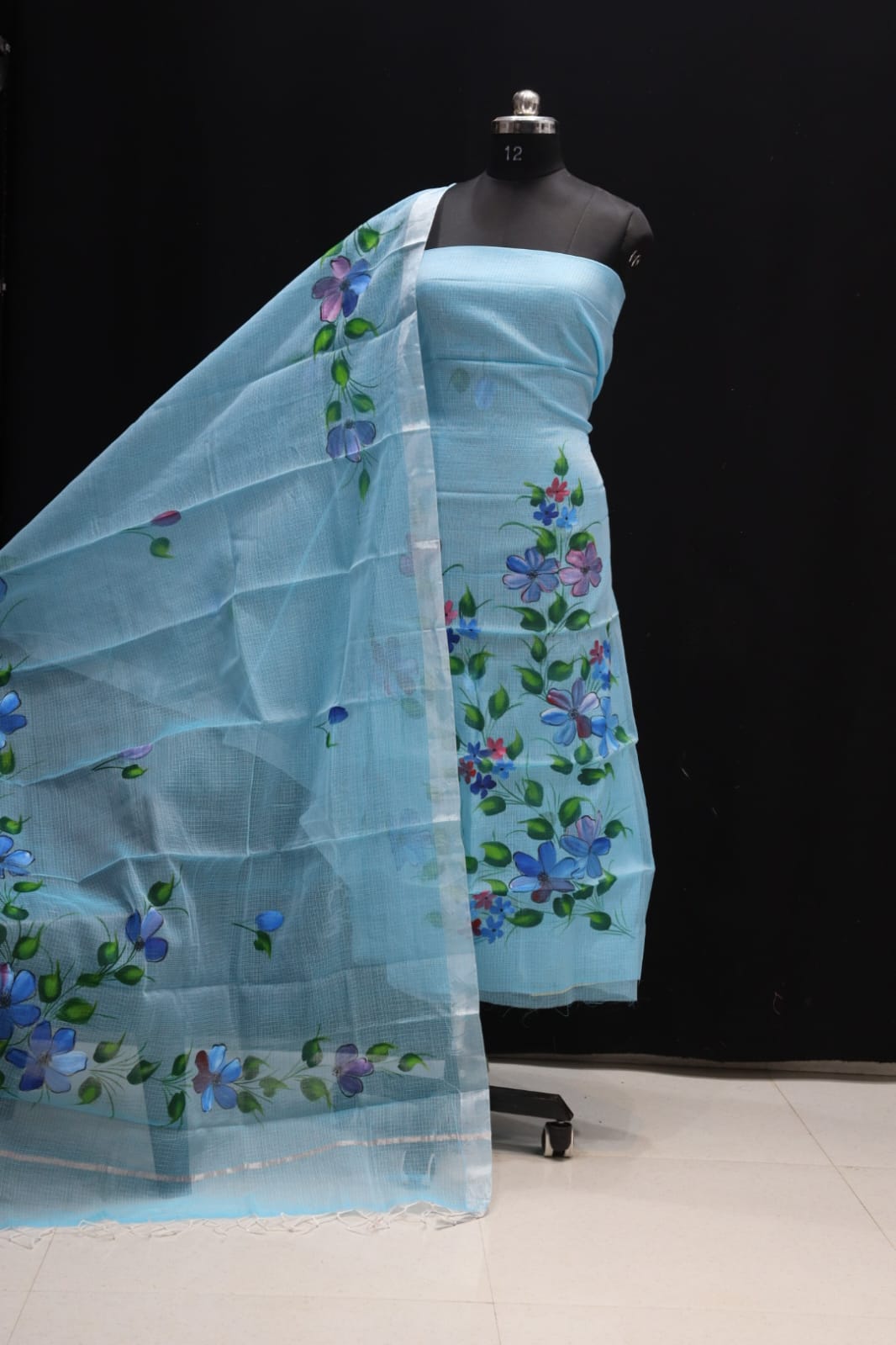 KOTA DORIA MIX COTTON HAND BRUSH PAINT DRESS MATERIAL