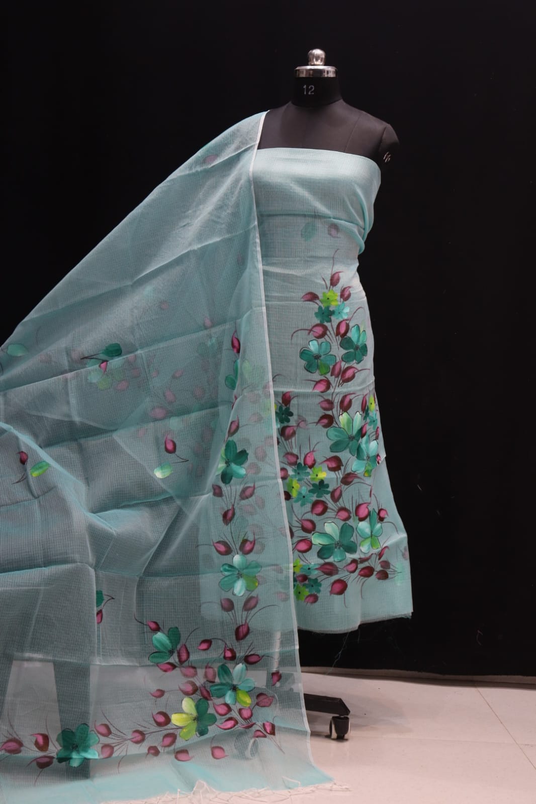 KOTA DORIA MIX COTTON HAND BRUSH PAINT DRESS MATERIAL