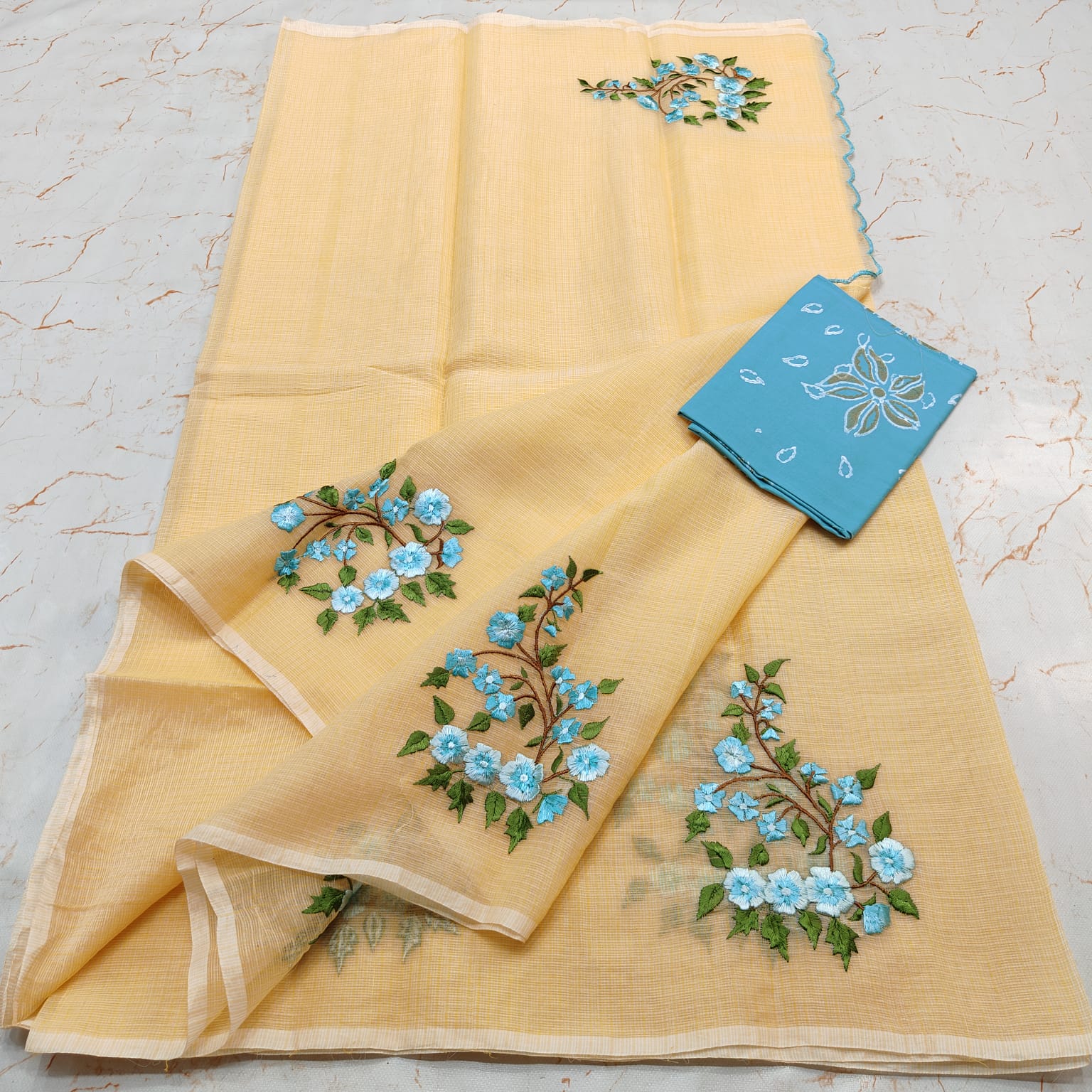 KOTA DORIA MIX COTTON HAND MACHINE EMBROIDERY SAREE