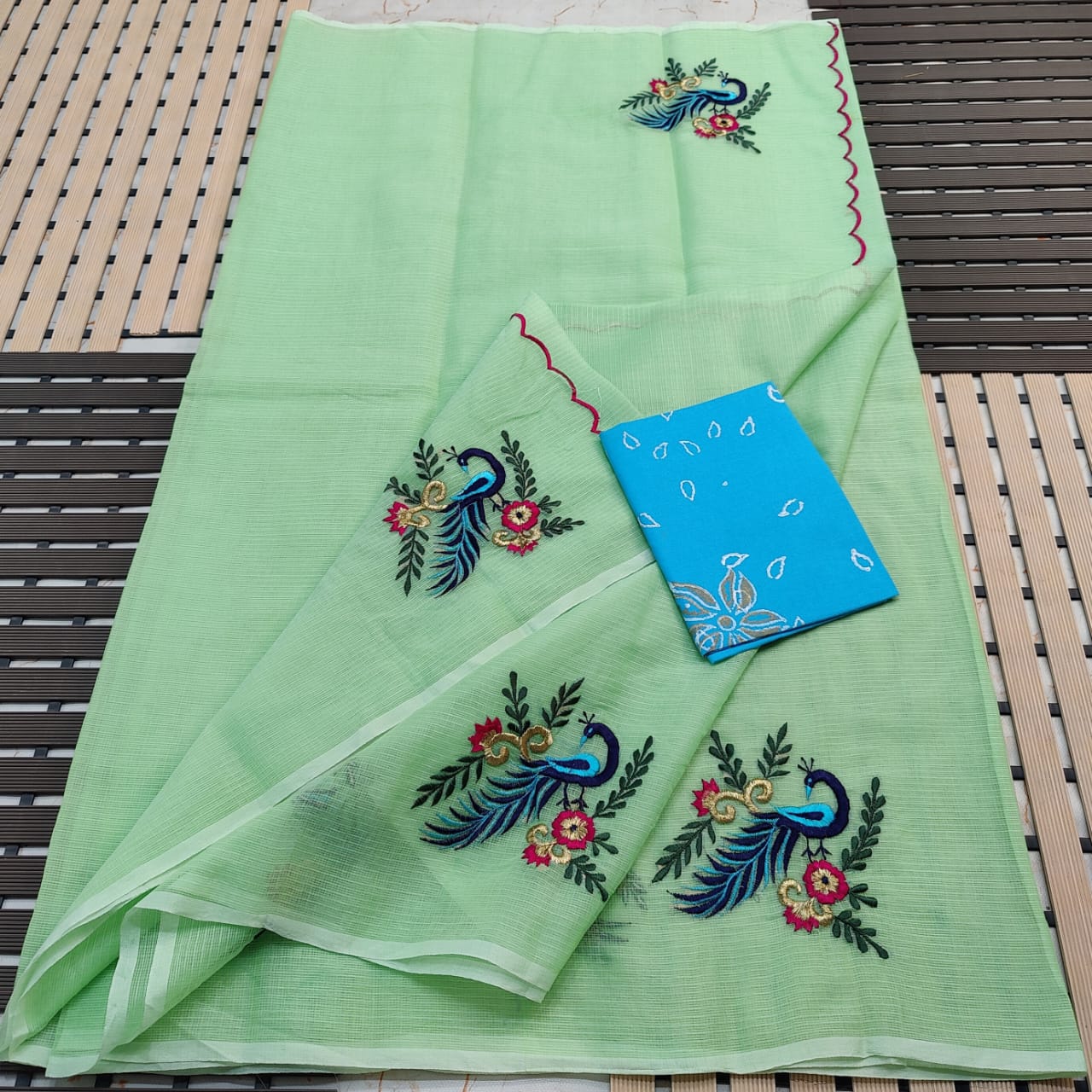 KOTA DORIA MIX COTTON HAND MACHINE EMBROIDERY SAREE