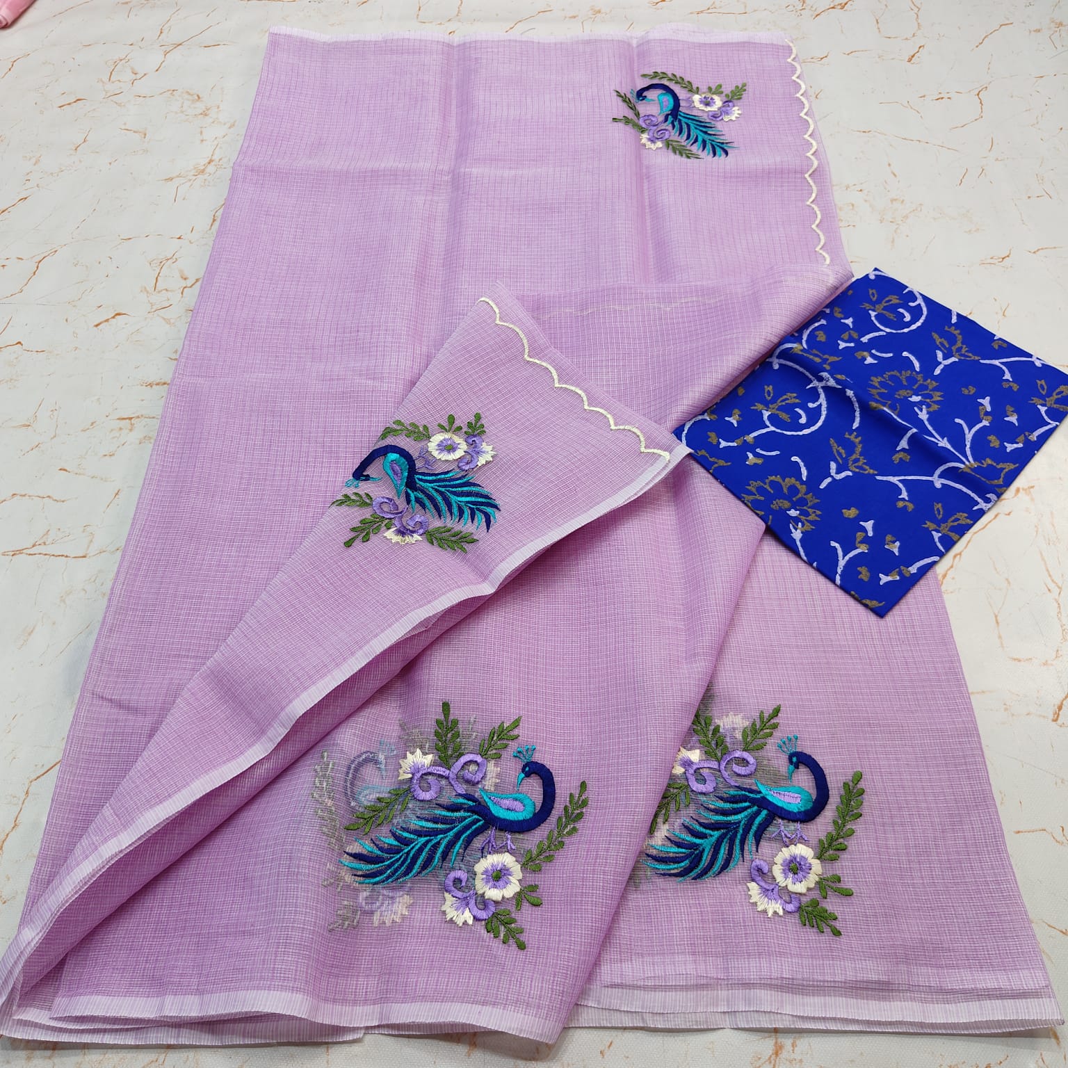 KOTA DORIA MIX COTTON HAND MACHINE EMBROIDERY SAREE