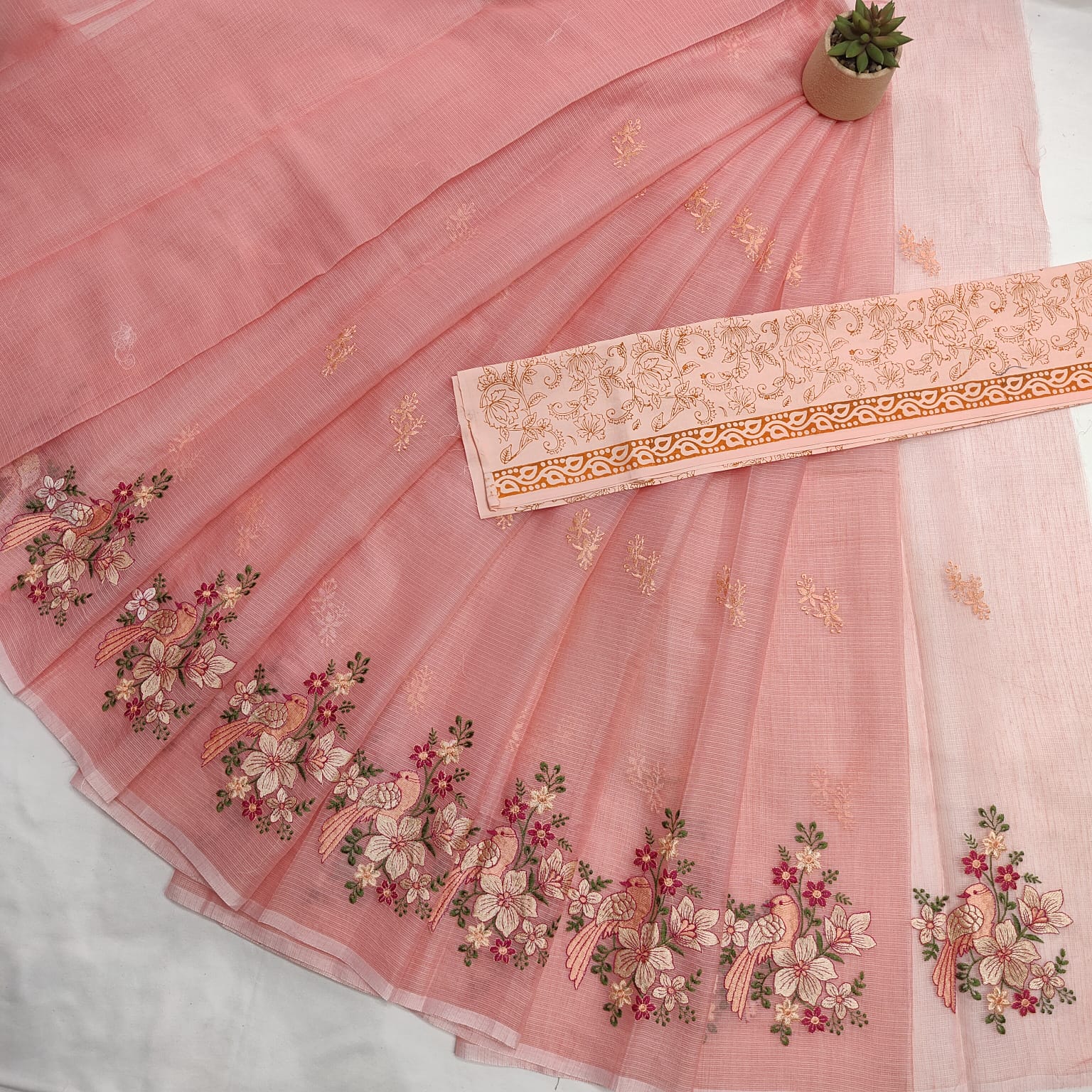 KOTA DORIA MIX COTTON HAND MACHINE EMBROIDERY SAREE