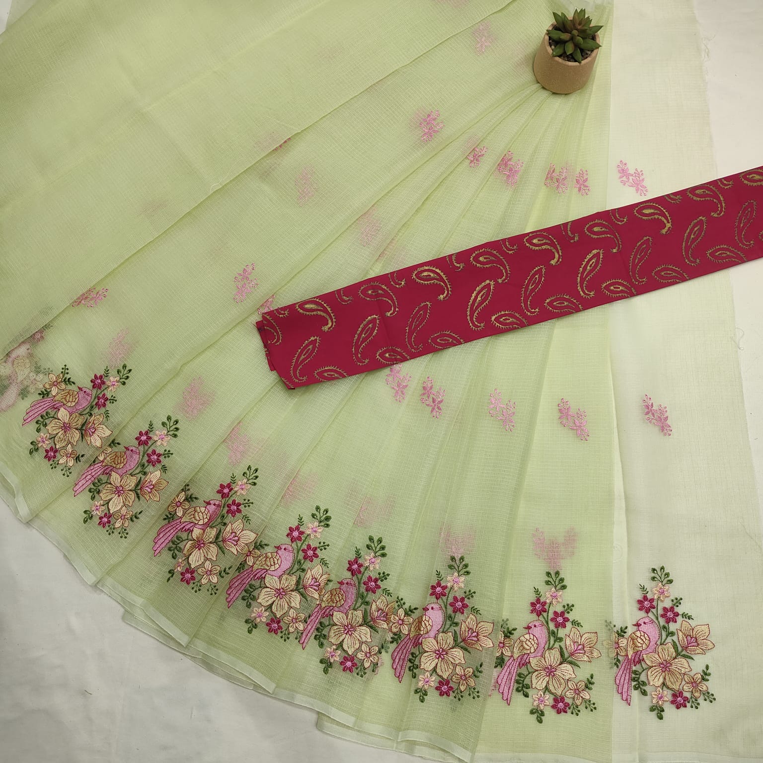 KOTA DORIA MIX COTTON HAND MACHINE EMBROIDERY SAREE
