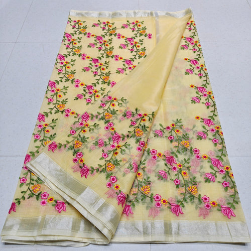 Kota doria embroedry mix cotton saree