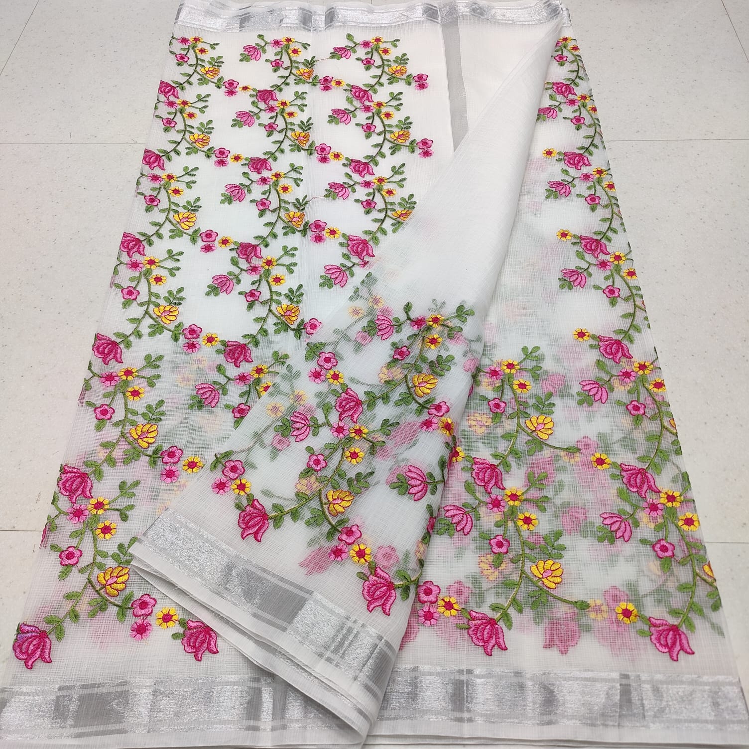 Kota doria embroedry mix cotton saree